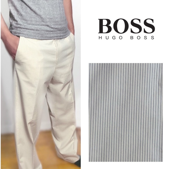 Hugo Boss Other - Hugo Boss cotton pants W: 38 bone white/ dark gray